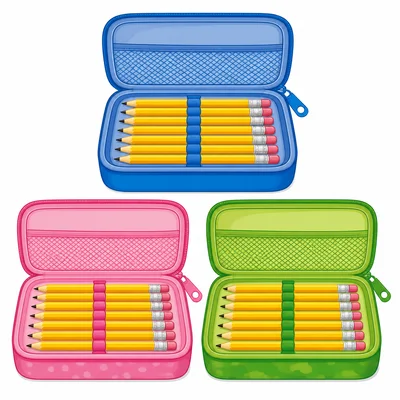 Three boxes with eight pencils in each box.