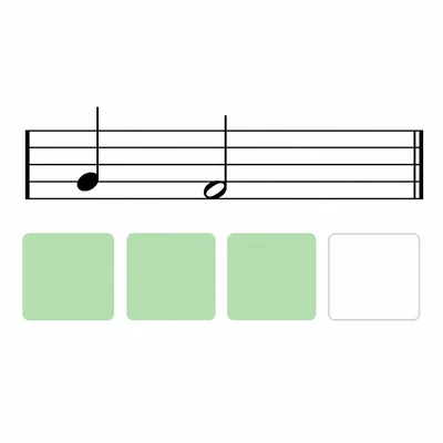 A quarter note and half note fill three beats, leaving one beat empty.