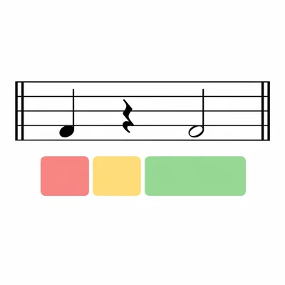 A measure containing a quarter note, a quarter rest, and a half note totaling four beats.