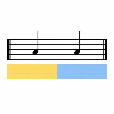 A short measure filled by two quarter notes.