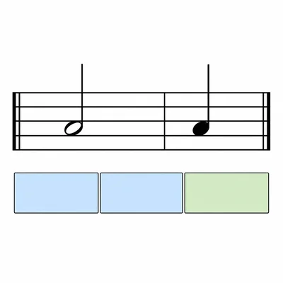 A measure with a half note and a quarter note filling three beats.