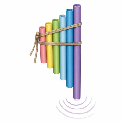 A pan flute made of straws of different lengths.