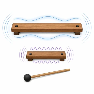 Long and short xylophone bars with vibration marks.