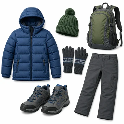 Cool-weather clothing for an outdoor adventure.