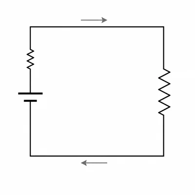A real battery modeled as an ideal battery with internal resistance connected to a load resistor.