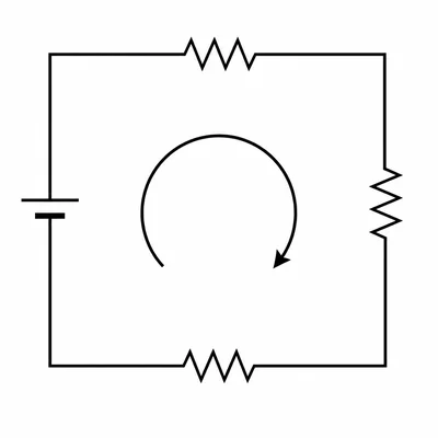 A clockwise loop with a battery and three series resistors.
