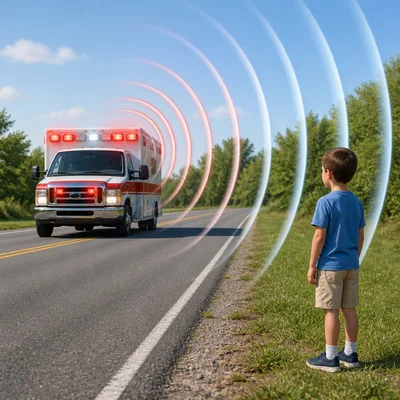 An ambulance approaching a listener makes the siren sound louder.