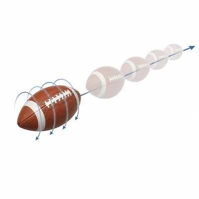 Football spinning in a tight spiral while staying stable in flight.