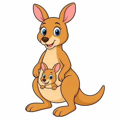 A joey riding in a mother kangaroo's pouch.