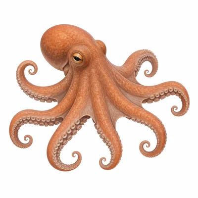 Soft-bodied octopus with arms and no visible bones.
