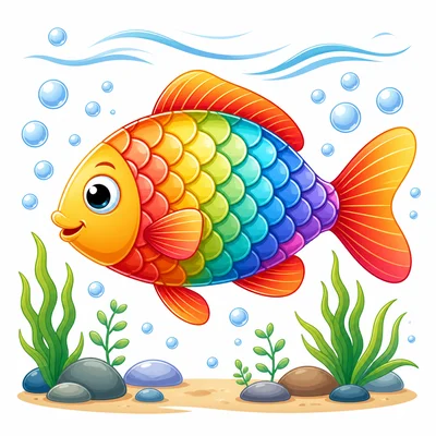 A fish underwater with shiny overlapping scales.