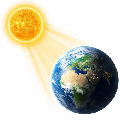 The Sun shines light and warmth onto Earth.