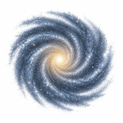 A spiral galaxy made of many stars with curved arms.