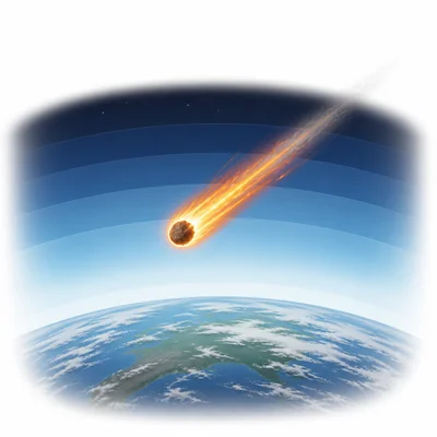 Meteor burning up in a middle atmospheric layer above Earth.
