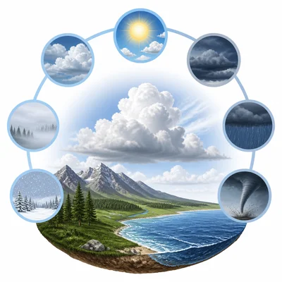 Weather occurring in the lowest layer of the atmosphere above Earth’s surface.