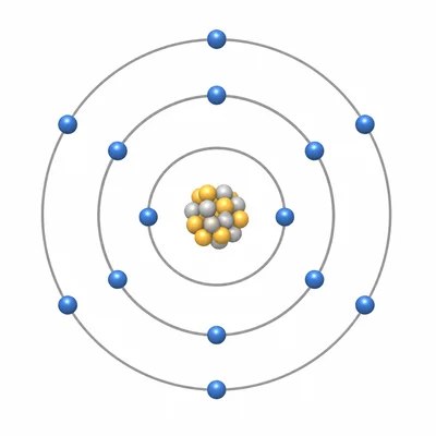 Sulfur atom shell diagram showing six electrons in the outermost shell.