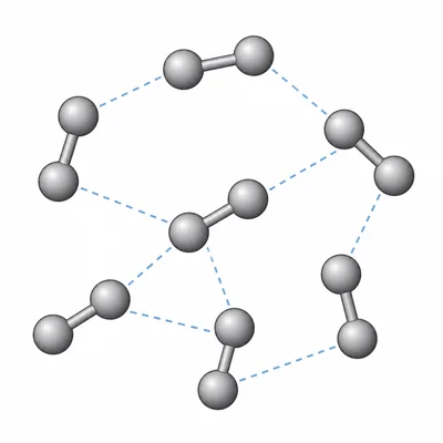 Separate covalent molecules with strong internal bonds and weak attractions between molecules.