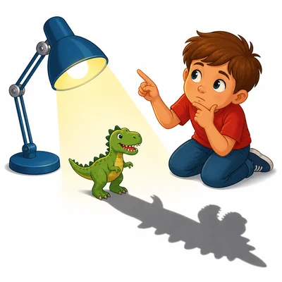 A shadow stretches away from the light source.