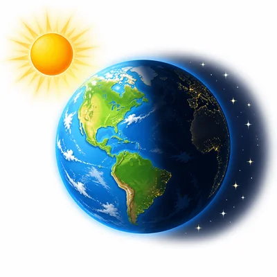 The side of Earth facing away from the Sun is dark for nighttime.