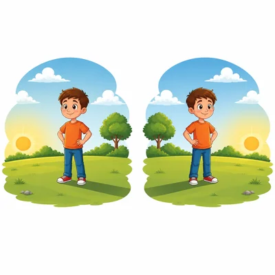 A child's shadow points different ways when the Sun is in different places.
