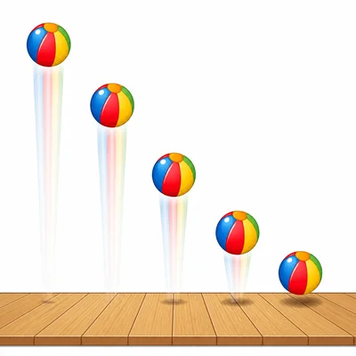 A ball dropped from different heights onto the same floor.