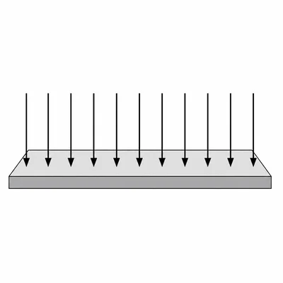 Downward arrows evenly pressing on a flat surface to represent pressure.