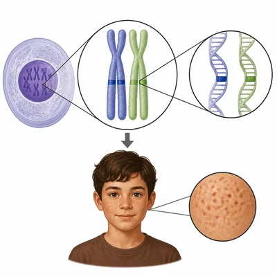Diagram showing internal allele pair connected to an observable trait.
