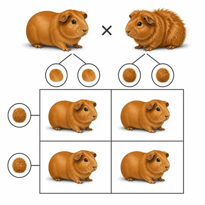 Punnett square model for smooth and rough coat guinea pig offspring.