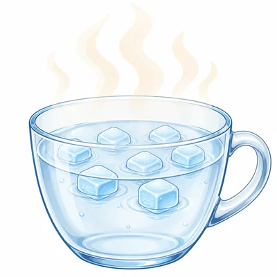Ice cubes melting and getting smaller in warm water.