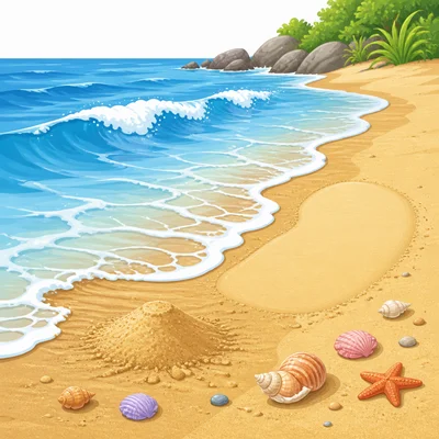 Ocean waves move sand on a beach.