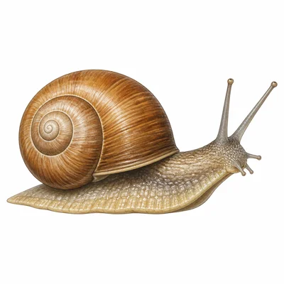 A snail with a soft body and spiral shell.