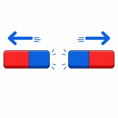 Two matching magnet ends face each other and repel.
