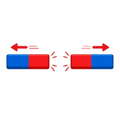 Two magnets with matching ends facing and pushing apart.