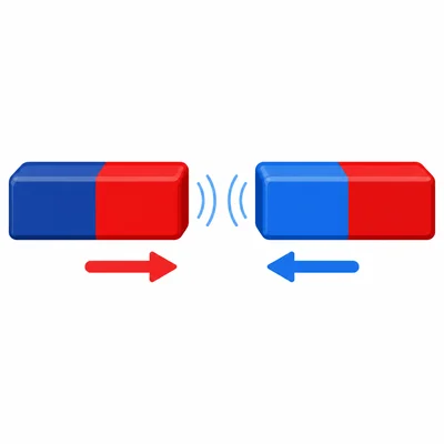 Two magnets with opposite ends facing and pulling together.