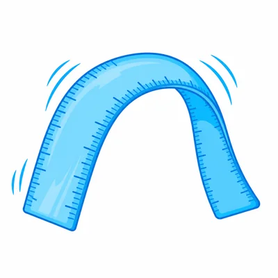 A bendy object curving without breaking.