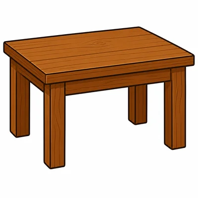 A brown wooden table with wood grain.