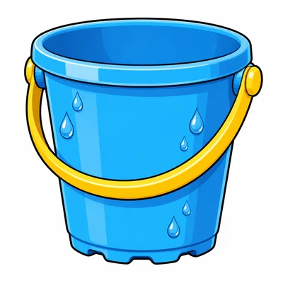 A colorful plastic beach bucket.