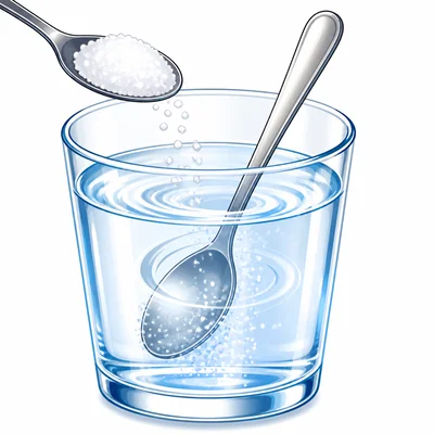 A spoon stirs sugar into a cup of water as the grains fade away.