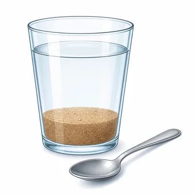 Sand sits at the bottom of a cup of water.