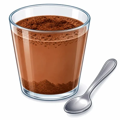 Cocoa powder floats on top and sinks at the bottom of brown water.