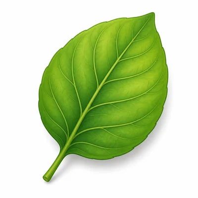 A single green leaf with visible veins.