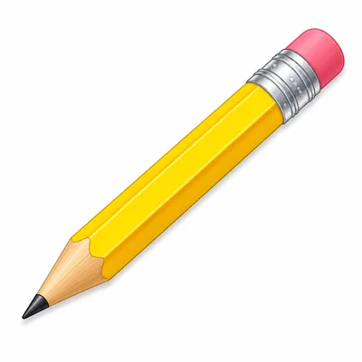 A yellow pencil with an eraser and sharpened tip.