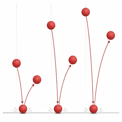 A ball dropped from greater heights bounces higher.