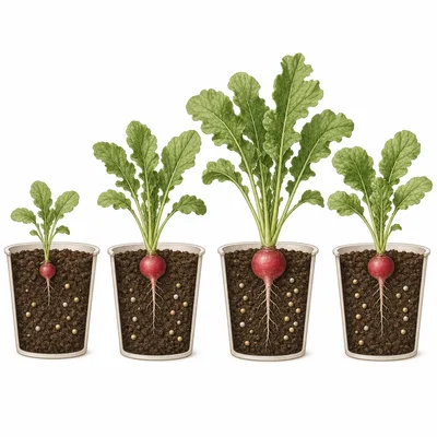 Radish plants grow best with a moderate amount of fertilizer.