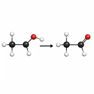 Diagram showing a terminal alcohol group oxidized into an aldehyde group.