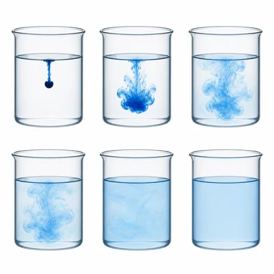 Food coloring spreading through still water by diffusion.