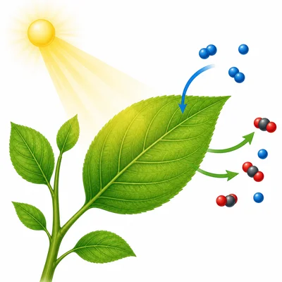 Green leaves receiving sunlight and exchanging air.