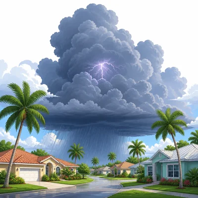 A tall dark gray cloud suggests a thunderstorm may be coming.