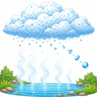 Water vapor cools and forms tiny droplets in a cloud.