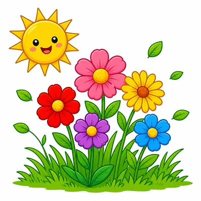 Flowers blooming in green grass.